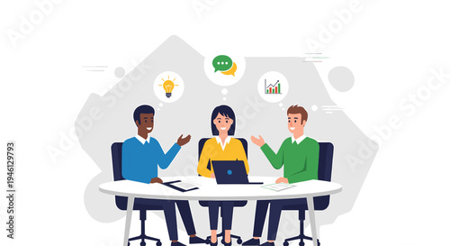 Diverse business team meeting discussing new ideas in office