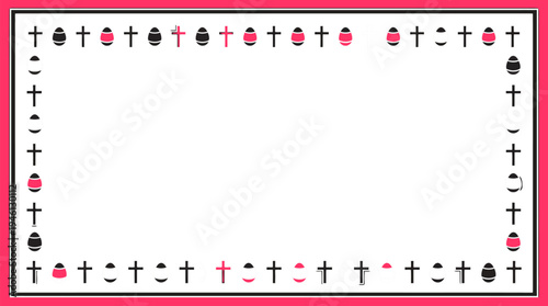 Holy Week Program Vector frame border , Easter Religious Event Banner with Cross Border, Christian Celebration Graphic, Church Announcement, Religious Service Template, Easter Event Promotion Design