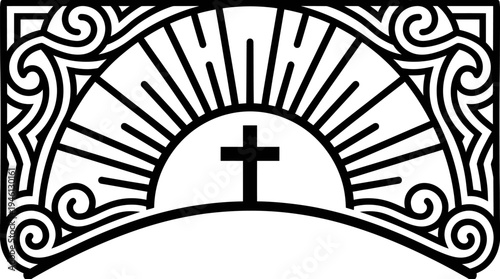 High Holy Day Vector Template, Religious Symbolism Art Deco Graphic, Christian Celebration Design, Church Event Promotion, Spiritual Faith Illustration, Minimalist Religious Holiday Banner