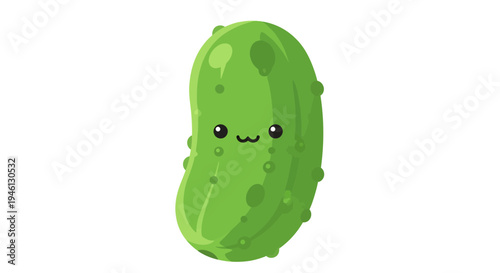 Cute Cartoon Pickle Vector Illustration, Food Design, Funny Character, Isolated on White