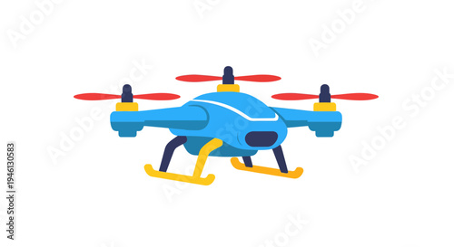 Drone Vector Illustration, Flat Design, Aerial Photography Concept, Technology, Remote Control