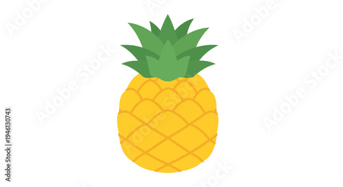 Pineapple Vector Illustration, Flat Design, Tropical Fruit, Healthy Food, Summer Concept