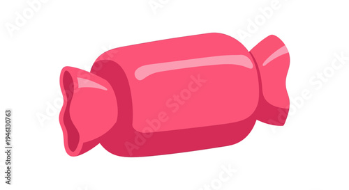 Pink candy illustration, vector style graphic, sweet treat for design, isolated on white, food concept