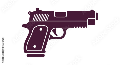 Pistol Vector Illustration, Vector Style Graphic, for Weaponry, Firearms, and Safety.