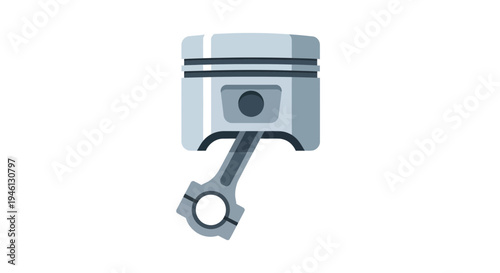 Piston illustration, vector style graphic, engine component, mechanical design, automotive industry