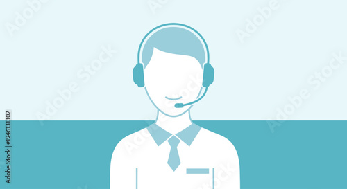 Smiling male customer service agent wearing headset illustration