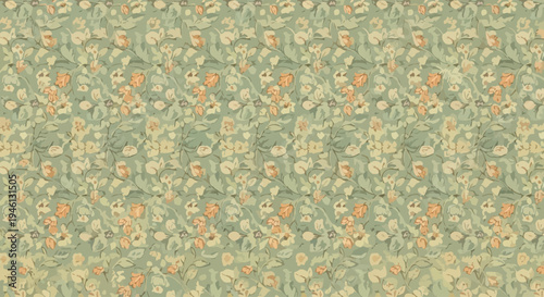 Green and orange floral pattern design.
