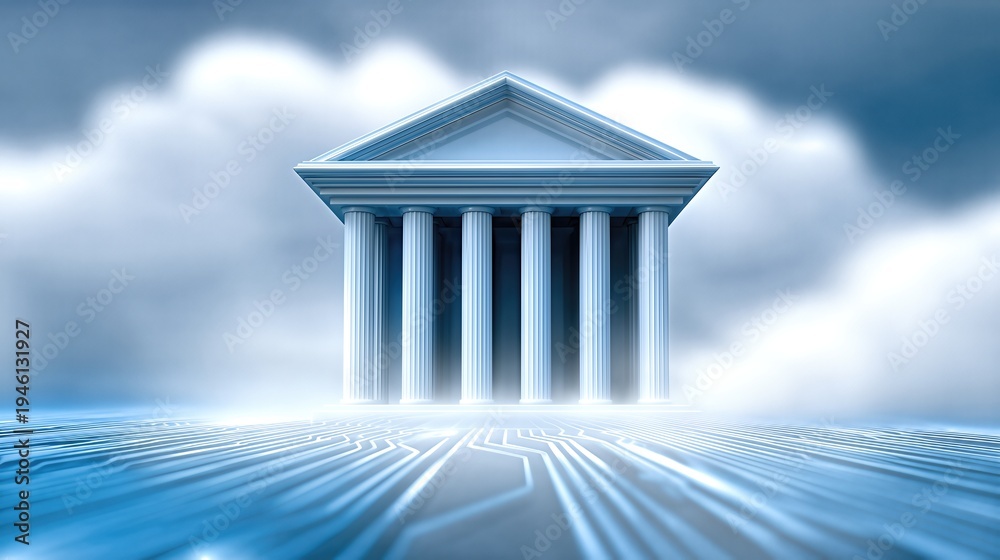Obraz premium Cloud Banking Infrastructure Supports Financial Services in Modern Digital World