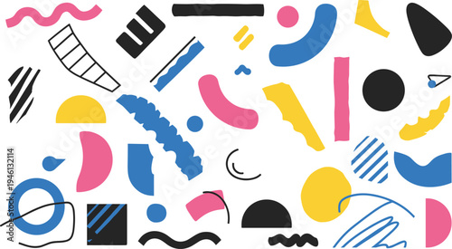 Vibrant abstract shapes and lines in a colorful composition