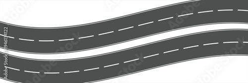 Straight road with a traffic marking line on a transparent background. Way location, racing road, highway, direction, transportation, pinpointer. vector illustration