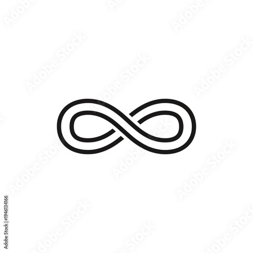 Black infinity symbol on a, representing eternity and limitless possibilities in a simple, modern design