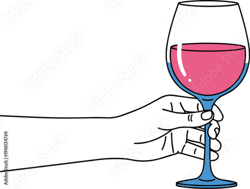 A hand holding a glass of red wine