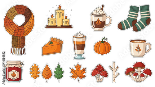 Autumn leaves and seasonal items arranged on a table indoors.