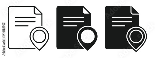 File Document with Map Pin Icon. Location Tag and Data Organization. Vector Illustration