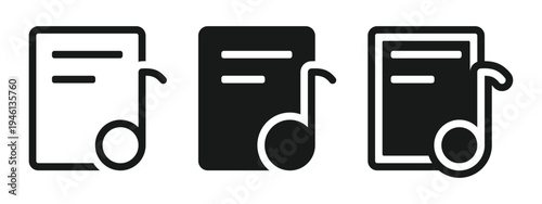 Document with Music Note Icon. Audio File and Music Sheet File. vector Illustration