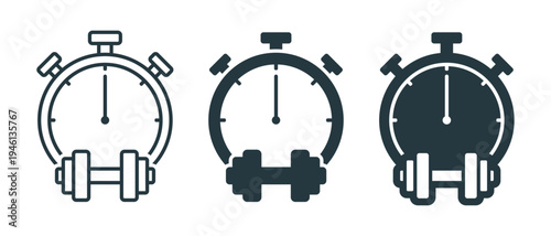 Workout Time Icon. Weight Lifting Timer. Vector Illustration