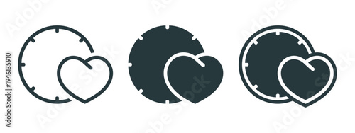 Heart Time Icon. Love Duration and Romantic Timing. Vector Illustration