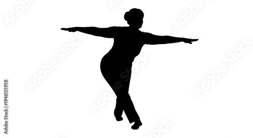 Silhouette A black silhouette of a woman dancing on a white background
