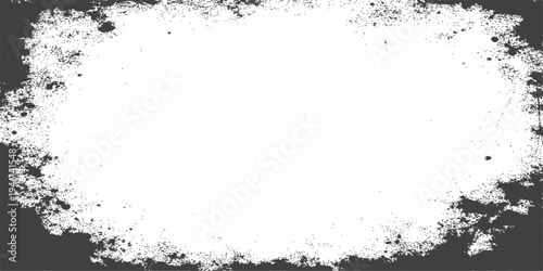 An artistic black grunge frame featuring distressed ink splatters and dark vintage textures for a unique decorative border design