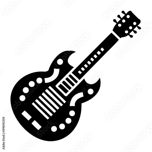 guitar silhouette icon illustration for music instrument acoustic electric and creative design