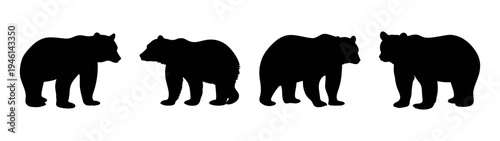 Black silhouette of four horses standing together equine art vector illustration graphic design