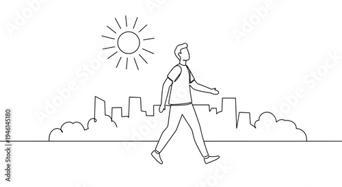 Stroke outline illustration of a person sitting cross-legged in meditation position on a transparent background