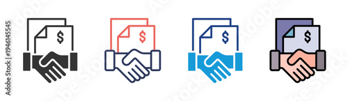 Contract Deal icon set multiple style collection