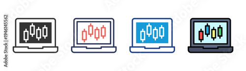 Market Trading icon set multiple style collection