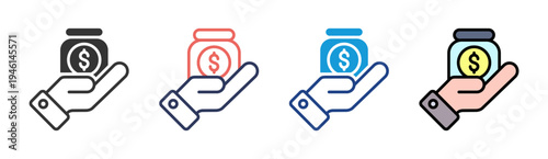 Capital Fund icon set multiple style collection