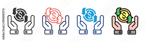 Return Growth icon set multiple style collection