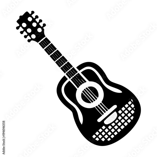 acoustic guitar silhouette icon illustration for music instrument melody sound and musician design