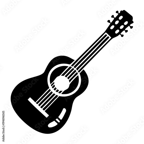 acoustic guitar silhouette icon illustration for music instrument melody sound and musician design