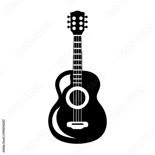acoustic guitar silhouette icon illustration for music instrument melody sound and musician design