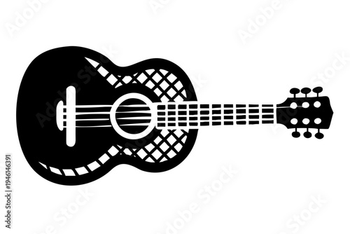 acoustic guitar silhouette illustration for music instrument melody sound and musician design