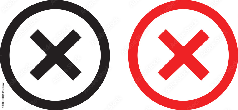 Fototapeta premium Red and black circles with x marks inside