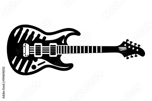 electric guitar silhouette illustration for rock music instrument performance and musician design