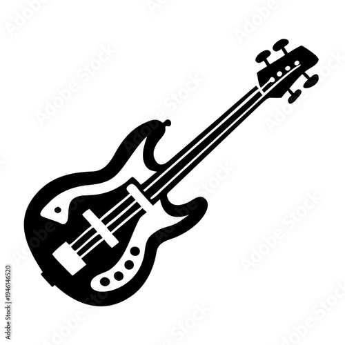 bass guitar silhouette icon illustration for music instrument rhythm band and musician design