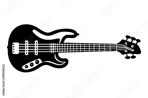 bass guitar silhouette illustration for music instrument rhythm band and musician design
