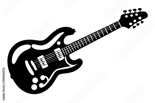electric guitar silhouette illustration for rock music instrument performance and musician design