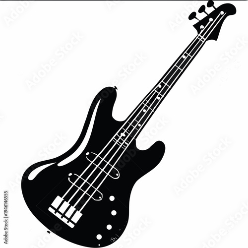 bass guitar silhouette icon illustration for music instrument rhythm band and musician design