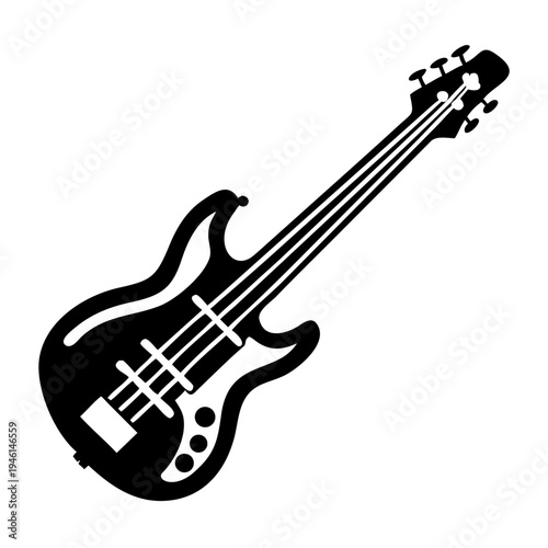bass guitar silhouette icon illustration for music instrument rhythm band and musician design