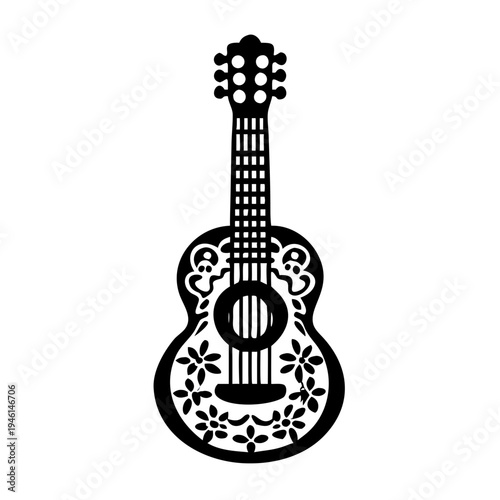 classical guitar silhouette icon illustration for music instrument melody acoustic sound and musician design