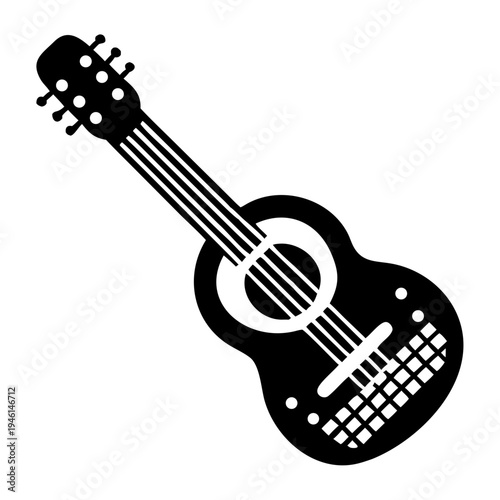 classical guitar silhouette icon illustration for music instrument melody acoustic sound and musician design