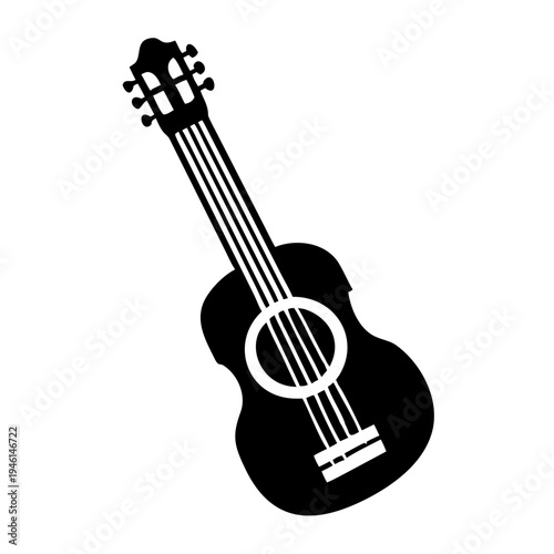 classical guitar silhouette icon illustration for music instrument melody acoustic sound and musician design