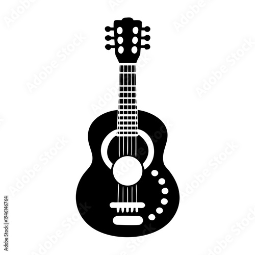twelve string guitar silhouette icon illustration for music instrument melody acoustic sound and musician design