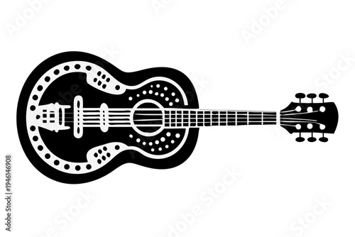 resonator guitar silhouette illustration for blues music instrument vintage sound and musician design