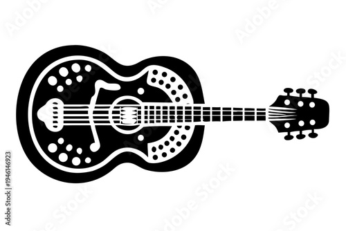 resonator guitar silhouette illustration for blues music instrument vintage sound and musician design