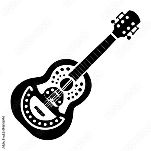 resonator guitar silhouette icon illustration for blues music instrument vintage sound and musician design