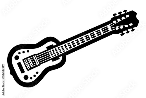 resonator guitar silhouette illustration for blues music instrument vintage sound and musician design