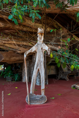 wood statue of man